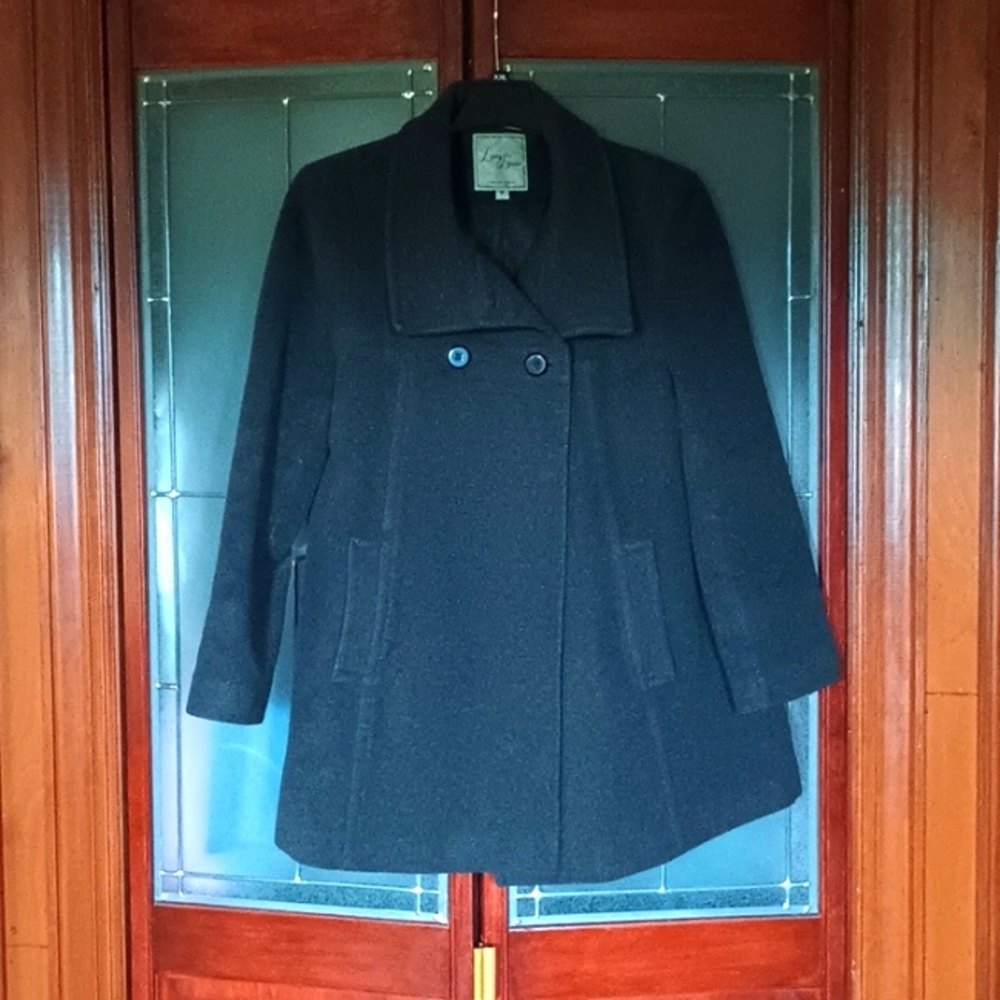 Larry Levine grey wool coat size medium